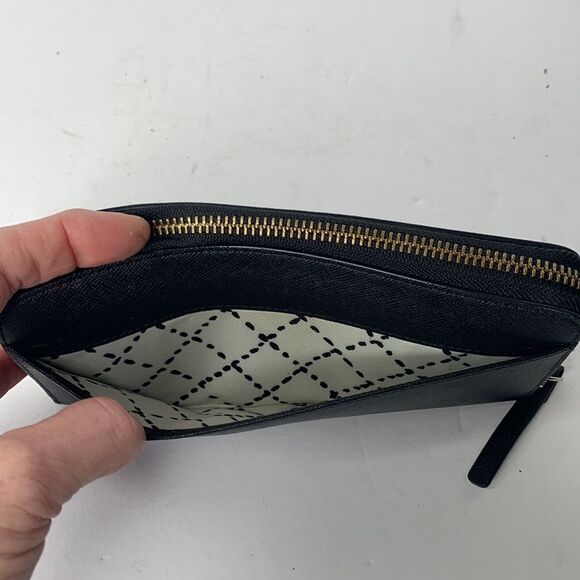 Kate Spade Newberry Lane black crossgrain leather continental zip-around wallet - Picture 3 of 8